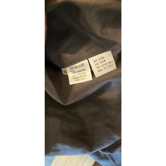 Sergio Pellari Silver Metallic Linen Blend Made in Italy Womens 10 Luxury Blazer - Picture 7 of 7